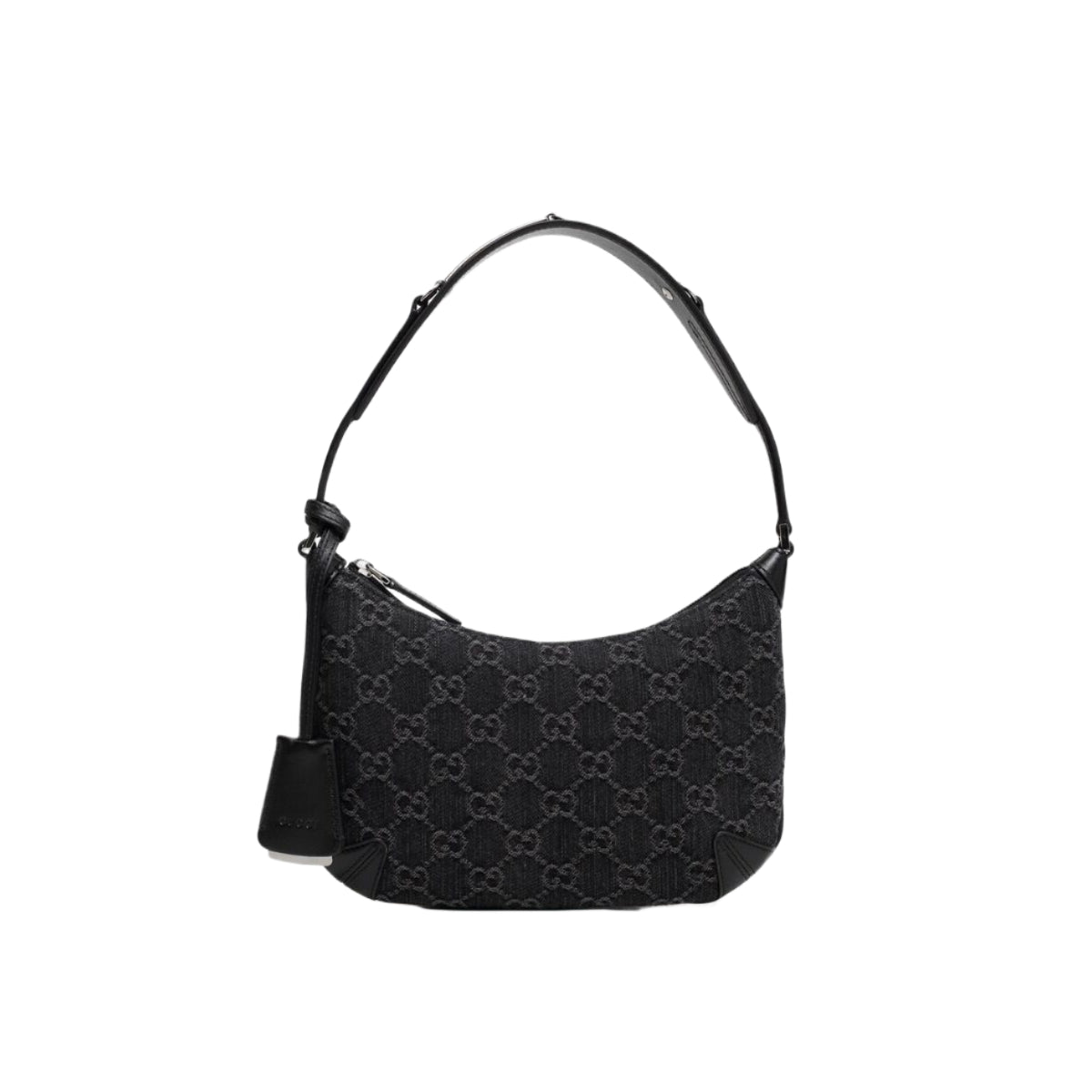 Gucci Horsebit Slim Small Denim Shoulder Bag, Black