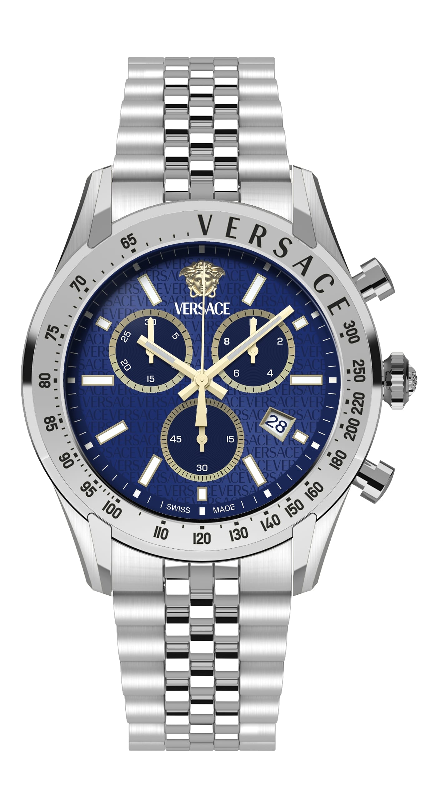Versace Men's Blue Dial Stainless Steel Bracelet Watch